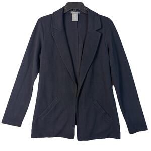 Matty M The Knit Boyfriend Blazer Women's Medium Black Cozy Stretch Old Money